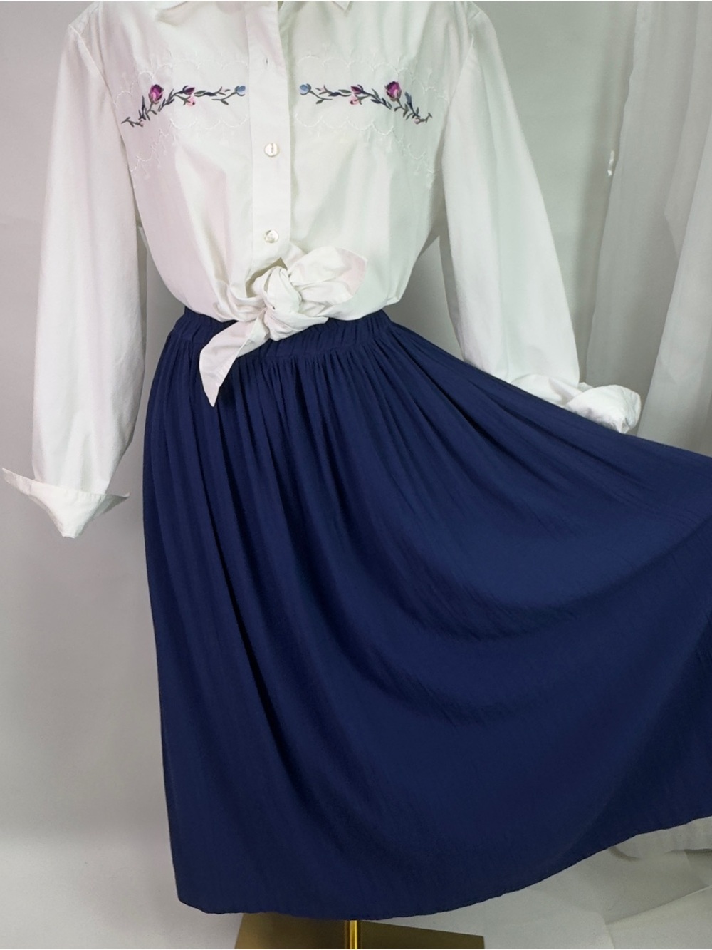 Vintage Floral Cottage Stitch Maxi Swing Skirt Top Set | Vtg Prairie outfit PM